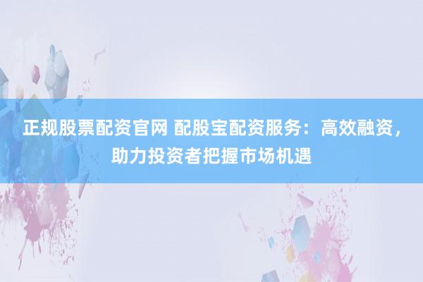 正规股票配资官网 配股宝配资服务：高效融资，助力投资者把握市场机遇