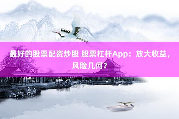 最好的股票配资炒股 股票杠杆App：放大收益，风险几何？