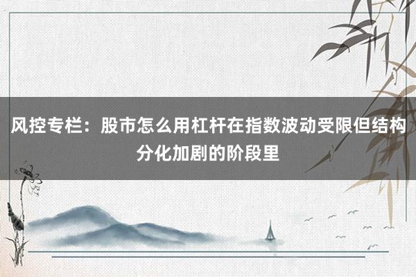 风控专栏：股市怎么用杠杆在指数波动受限但结构分化加剧的阶段里