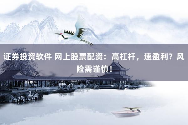 证券投资软件 网上股票配资：高杠杆，速盈利？风险需谨慎！